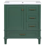 30 Bathroom Vanity With Undermount Ceramic Sink, Modern Bathroom Storage Cabinet With 3 Drawers & 1 Soft Closing Door