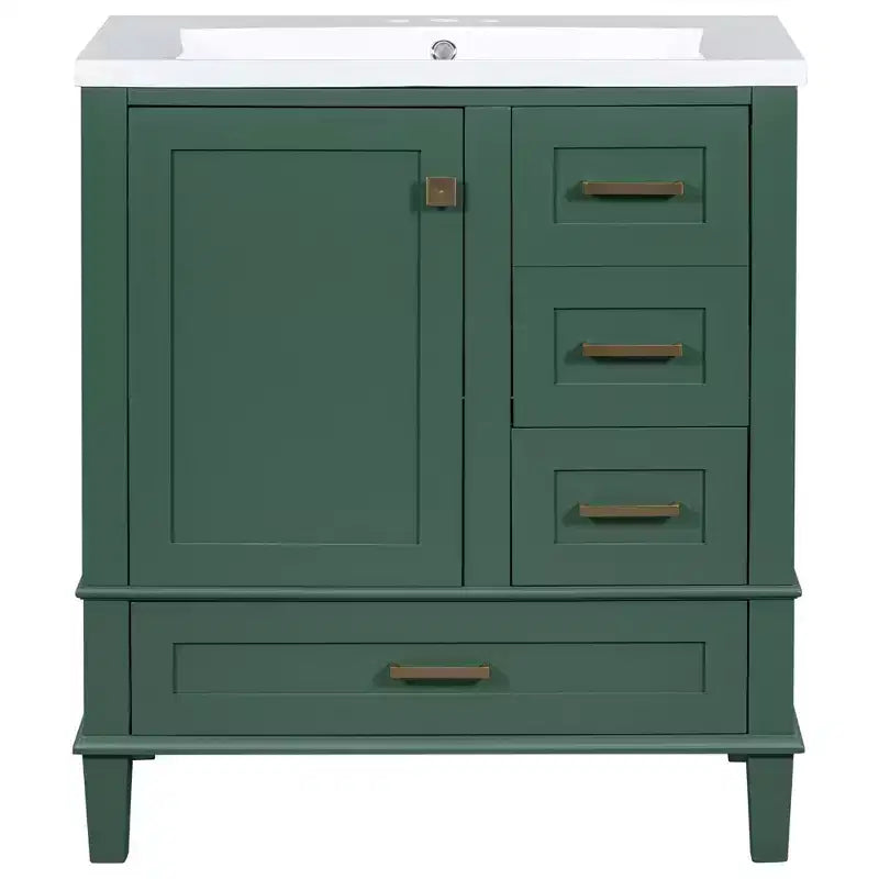 30 Bathroom Vanity With Undermount Ceramic Sink, Modern Bathroom Storage Cabinet With 3 Drawers & 1 Soft Closing Door