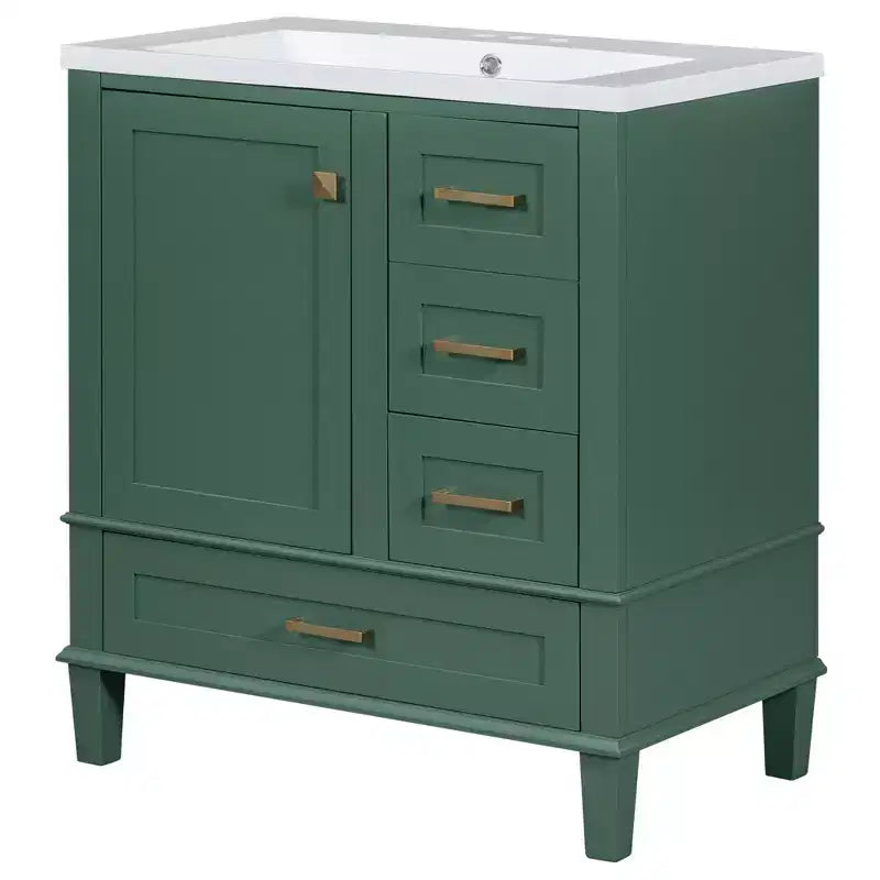 30 Bathroom Vanity With Undermount Ceramic Sink, Modern Bathroom Storage Cabinet With 3 Drawers & 1 Soft Closing Door