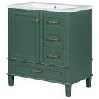 30 Bathroom Vanity With Undermount Ceramic Sink, Modern Bathroom Storage Cabinet With 3 Drawers & 1 Soft Closing Door