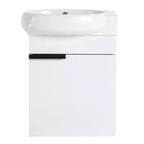 Waschtischunterschrank mit Keramikbecken, Waschtischplatte, Tür mit Soft-Close-Funktion, Badezimmermöbel aus Massivholz, wandmontierter Waschtischunterschrank, Hochglanz