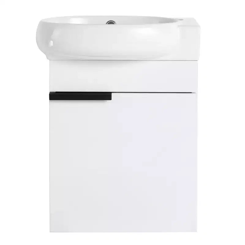 Waschtischunterschrank mit Keramikbecken, Waschtischplatte, Tür mit Soft-Close-Funktion, Badezimmermöbel aus Massivholz, wandmontierter Waschtischunterschrank, Hochglanz