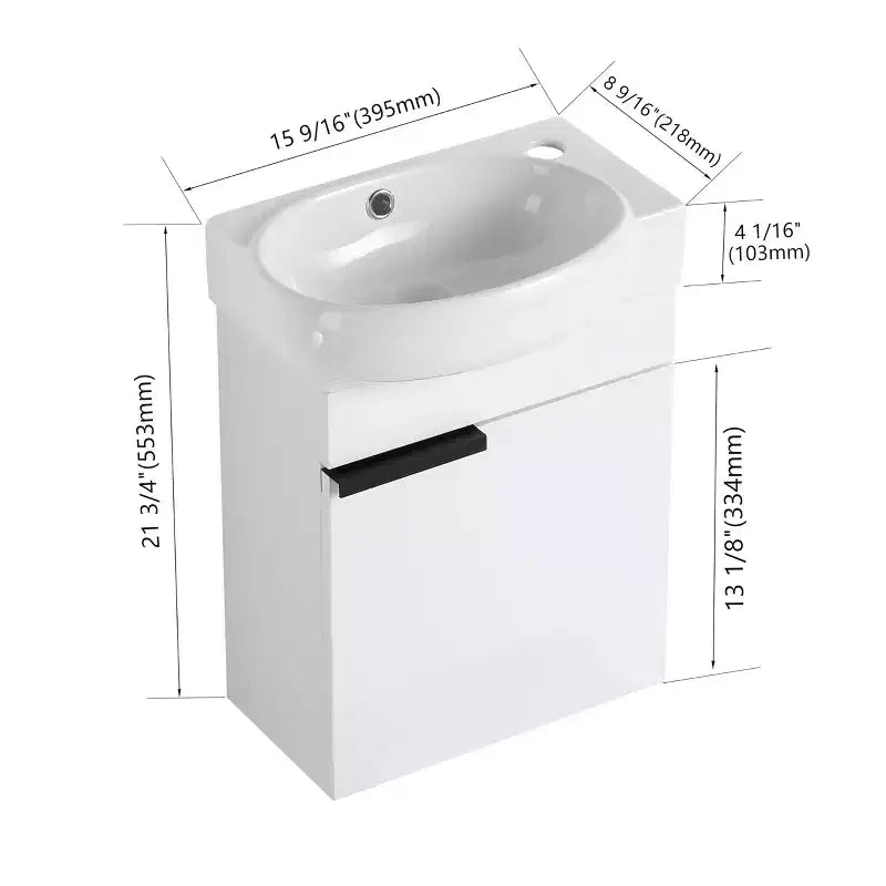 Waschtischunterschrank mit Keramikbecken, Waschtischplatte, Tür mit Soft-Close-Funktion, Badezimmermöbel aus Massivholz, wandmontierter Waschtischunterschrank, Hochglanz