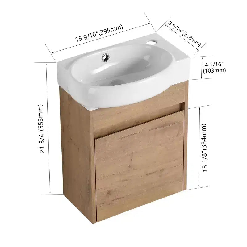 Waschtischunterschrank mit Keramikbecken, Waschtischplatte, Tür mit Soft-Close-Funktion, Badezimmermöbel aus Massivholz, wandmontierter Waschtischunterschrank, Hochglanz