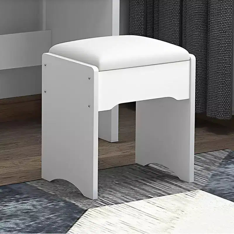 Furniliving-Schminktisch mit Spiegel und Schminkhocker, Tisch-Set mit 3 Farben, einstellbarer Helligkeit und 4 Schubladen