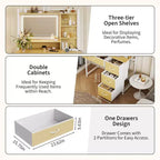 35.4 Vanity Desk with Mirror & Lights,Makeup Table with 4 Fabric Drawers & Storage Shelves,Adjustable Dressing Table for Bedroom