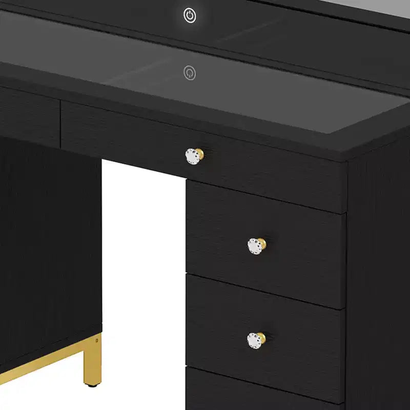 Make-uptafel met grote verlichte spiegel, make-uptafel met 14 lampen, 8 grote laden en oplaadstation