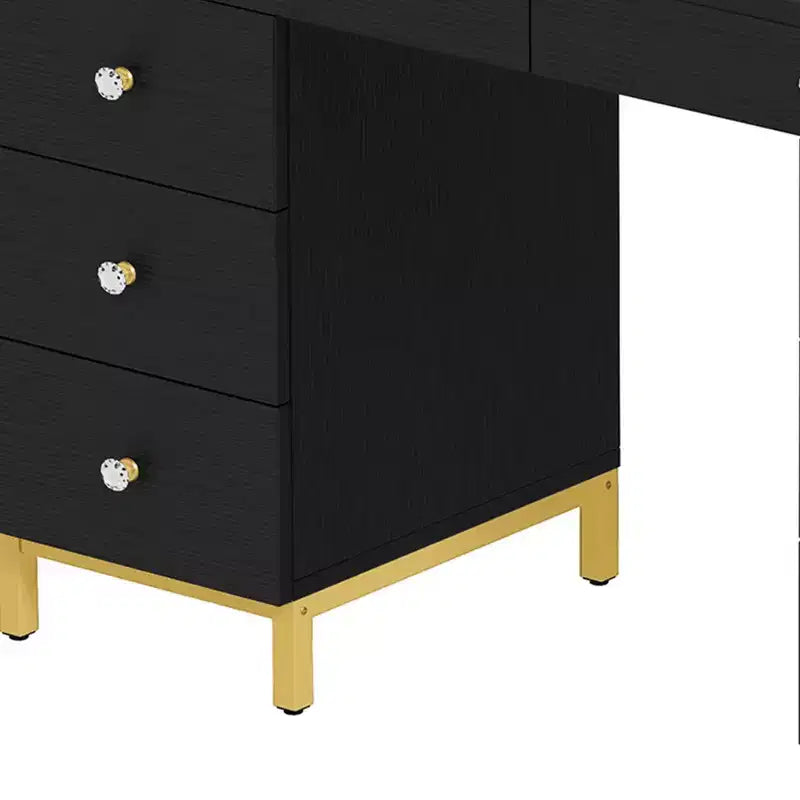Make-uptafel met grote verlichte spiegel, make-uptafel met 14 lampen, 8 grote laden en oplaadstation