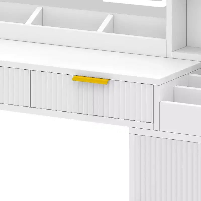 Balconera Schminktisch mit großem beleuchtetem Spiegel, Ablagefächern, 2 Schubladen, 3 Beleuchtungsmodi und einstellbarer Helligkeit