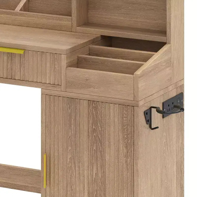 Balconera Schminktisch mit großem beleuchtetem Spiegel, Ablagefächern, 2 Schubladen, 3 Beleuchtungsmodi und einstellbarer Helligkeit
