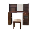 Makeup Vanity with Sliding Mirror & 3 Color Lights, Walnut Finish Vanity Desk with Display Shelf, Drawer & Cabinet