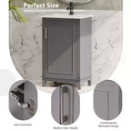 20 Inch Bathroom Vanity with Ceramic Sink, Soft Closing Doors & Double Layer Storage, Gray Single Sink Cabinet for Small Bathrooms