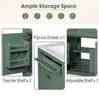30 Inch Modern Bathroom Vanity with Ceramic Sink, Flip-Out Drawer, 2 Soft Close Doors & Storage Shelves, Green Bathroom Cabinet