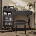 GDFStudio Ramesh Modern Space-saving Dressing Table Set with Stool, Charging Port, Drawers, Cabinet
