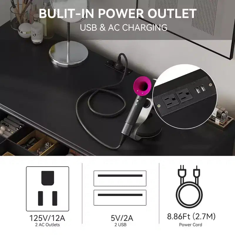 Whisen elegantes Schminktisch- und Stuhl-Set, moderner Frisiertisch mit Organizer und Schreibtischfunktion