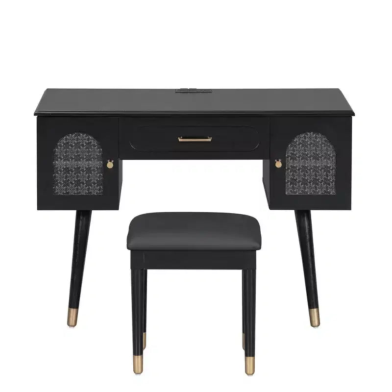 Whisen elegantes Schminktisch- und Stuhl-Set, moderner Frisiertisch mit Organizer und Schreibtischfunktion