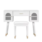 Whisen elegantes Schminktisch- und Stuhl-Set, moderner Frisiertisch mit Organizer und Schreibtischfunktion