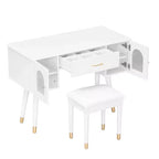 Whisen elegantes Schminktisch- und Stuhl-Set, moderner Frisiertisch mit Organizer und Schreibtischfunktion