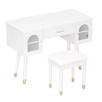 Whisen elegantes Schminktisch- und Stuhl-Set, moderner Frisiertisch mit Organizer und Schreibtischfunktion
