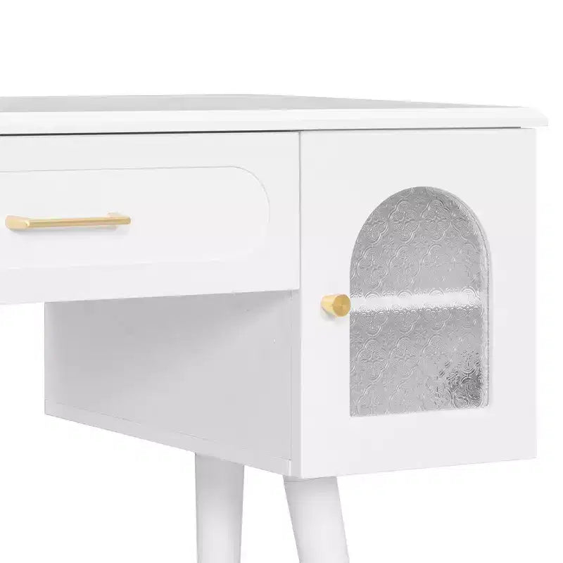 Whisen elegantes Schminktisch- und Stuhl-Set, moderner Frisiertisch mit Organizer und Schreibtischfunktion