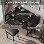 Whisen elegantes Schminktisch- und Stuhl-Set, moderner Frisiertisch mit Organizer und Schreibtischfunktion