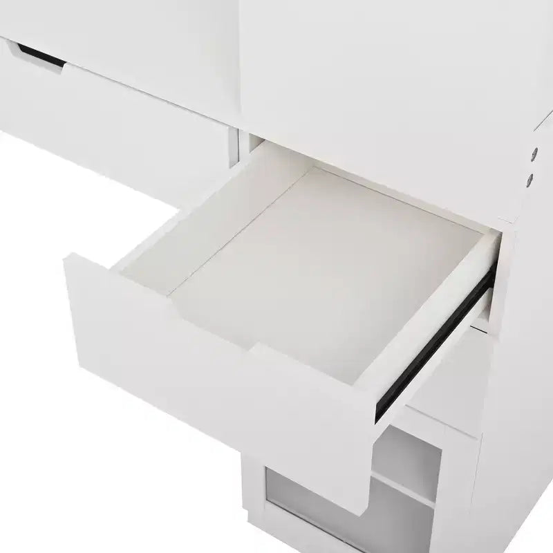 Toeletta moderna GDFStudio Teresa con specchio, 3 cassetti, scomparti multipli e stazione di ricarica