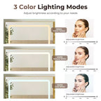 48 Makeup Vanity with Glass Top, Modern Big Vanity Desk with 3 Lighting Modes Mirror & 5 Drawers