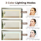 48 Makeup Vanity with Glass Top, Modern Big Vanity Desk with 3 Lighting Modes Mirror & 5 Drawers