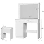BALHAM TRADE-Schminktisch mit Spiegel, 11 LED-Leuchten, Steckdose, Schminktisch-Set mit Stauraumschrank, Schubladen und Stuhl