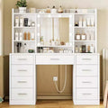 BALHAM TRADE-Vanity Desk with Mirror and Lights 9 Drawers 6 Shelves 3 Lighting Modes Adjustable Brightness
