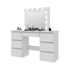Kaptafel met spiegel en verlichting, 3 kleurverlichtingsmodi, make-uptafel met 4 opberglades voor de slaapkamer