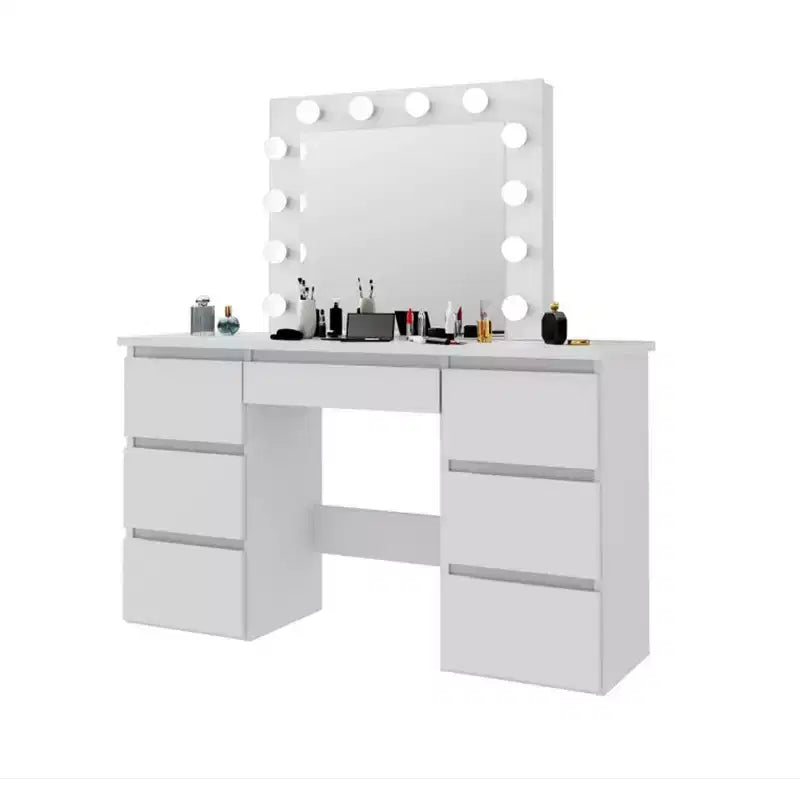 Kaptafel met spiegel en verlichting, 3 kleurverlichtingsmodi, make-uptafel met 4 opberglades voor de slaapkamer
