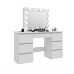 Kaptafel met spiegel en verlichting, 3 kleurverlichtingsmodi, make-uptafel met 4 opberglades voor de slaapkamer