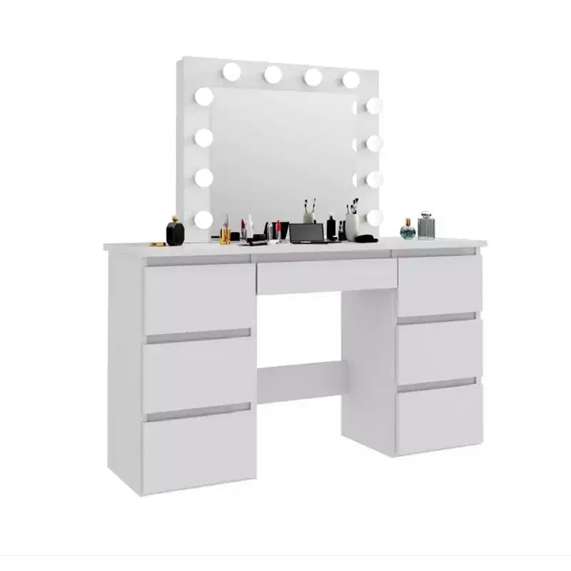 Kaptafel met spiegel en verlichting, 3 kleurverlichtingsmodi, make-uptafel met 4 opberglades voor de slaapkamer