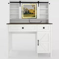 Vanity Desk with LED Lighted Mirror, Makeup Table with Charging Station, Drawers & Storage Stool, Modern White Dressing Table for Bedroom
