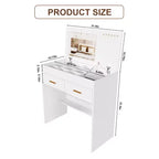 31.5 Flip-Top Makeup Dressing Table with LED Lighted Mirror & Built-in Outlet - Makeup Vanity Table with 2 Drawers, Hooks for Jewelry