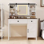 Schminktisch von Garvee mit Spiegel, moderner weißer Schminktisch mit Schubladen und Stauraumhocker, geräumiger Frisiertisch für das Schlafzimmer, stilvoller Organizer