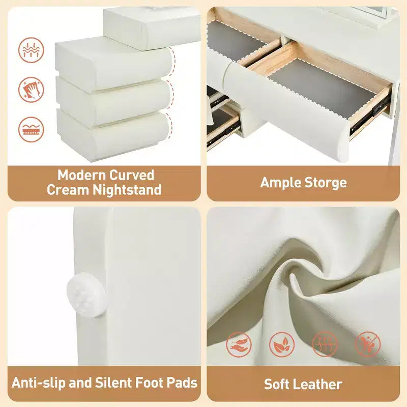 Lussuosa toeletta da trucco Whisen, tavolo da toilette con specchio, mobiletto laterale mobile, 6 cassetti contenitori e sgabello