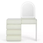 Lussuosa toeletta da trucco Whisen, tavolo da toilette con specchio, mobiletto laterale mobile, 6 cassetti contenitori e sgabello