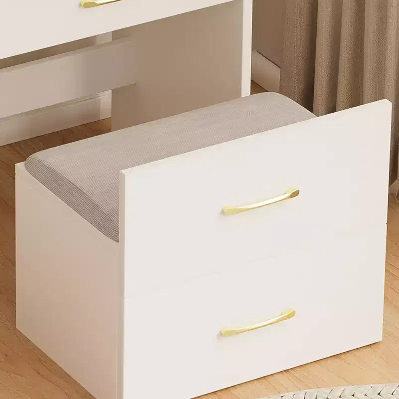 3-in-1 Flip Mirror Vanity Desk & Nightstand, Compact with Storage, Glass Top