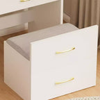 3-in-1 Flip Mirror Vanity Desk & Nightstand, Compact with Storage, Glass Top