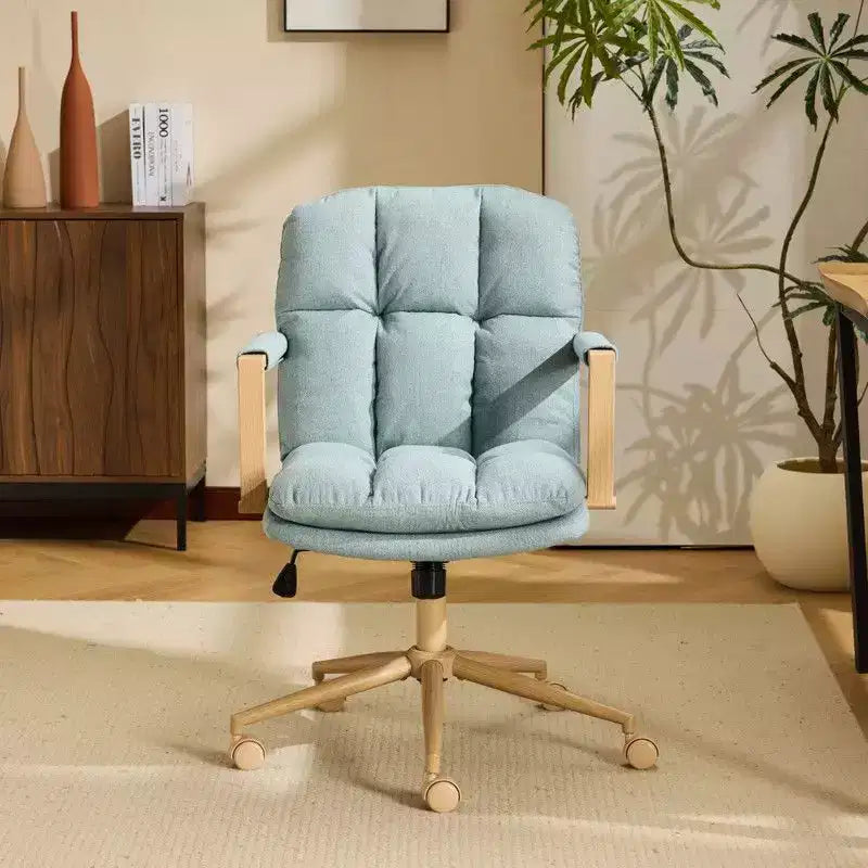 Karl Home Modern Upholstered Armchair Ergonomic Home Office Chair with Adjustable Height 360 Swivel Rolling Wheels Accent Vanity Chair