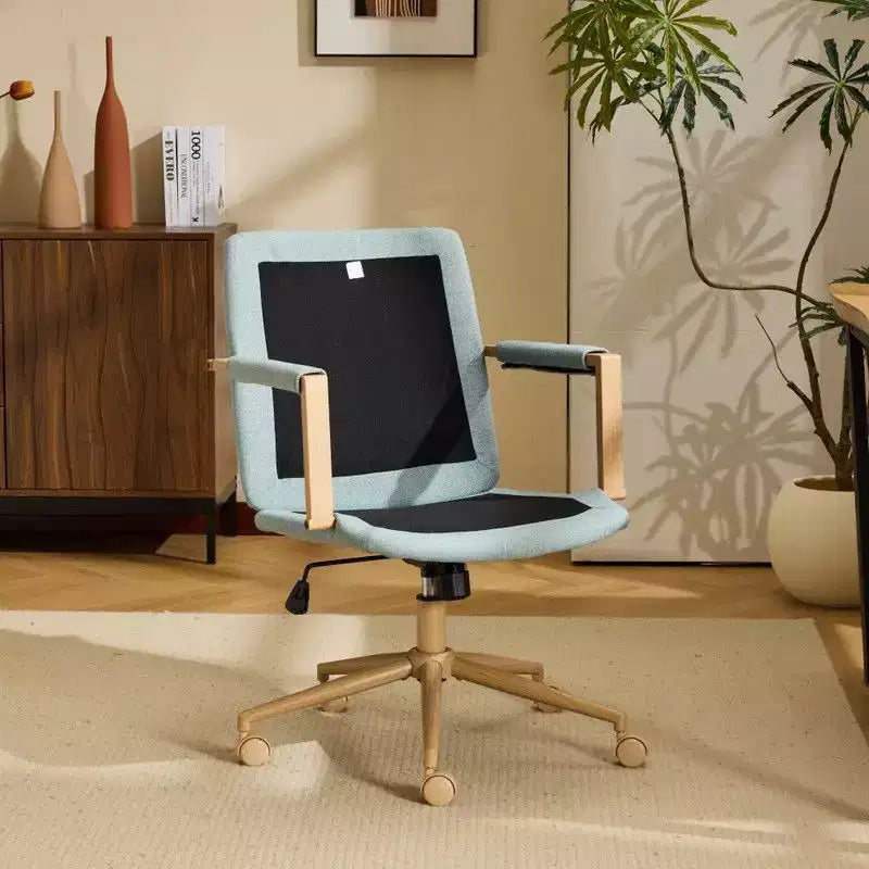 Karl Home Modern Upholstered Armchair Ergonomic Home Office Chair with Adjustable Height 360 Swivel Rolling Wheels Accent Vanity Chair