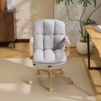 Karl Home Modern Upholstered Armchair Ergonomic Home Office Chair with Adjustable Height 360 Swivel Rolling Wheels Accent Vanity Chair