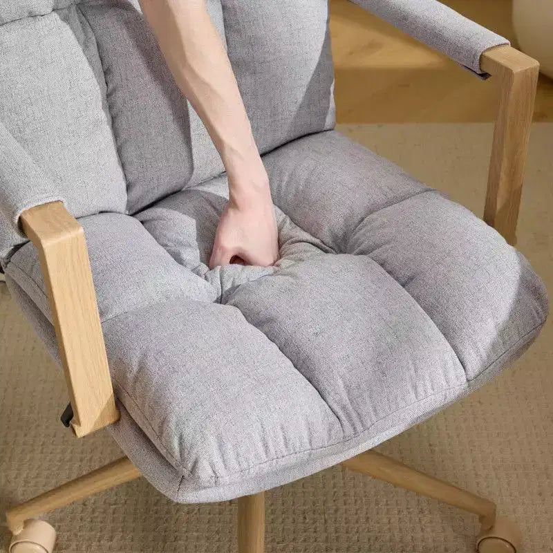 Karl Home Modern Upholstered Armchair Ergonomic Home Office Chair with Adjustable Height 360 Swivel Rolling Wheels Accent Vanity Chair