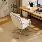 Karl Home Modern Upholstered Armchair Ergonomic Home Office Chair with Adjustable Height 360 Swivel Rolling Wheels Accent Vanity Chair