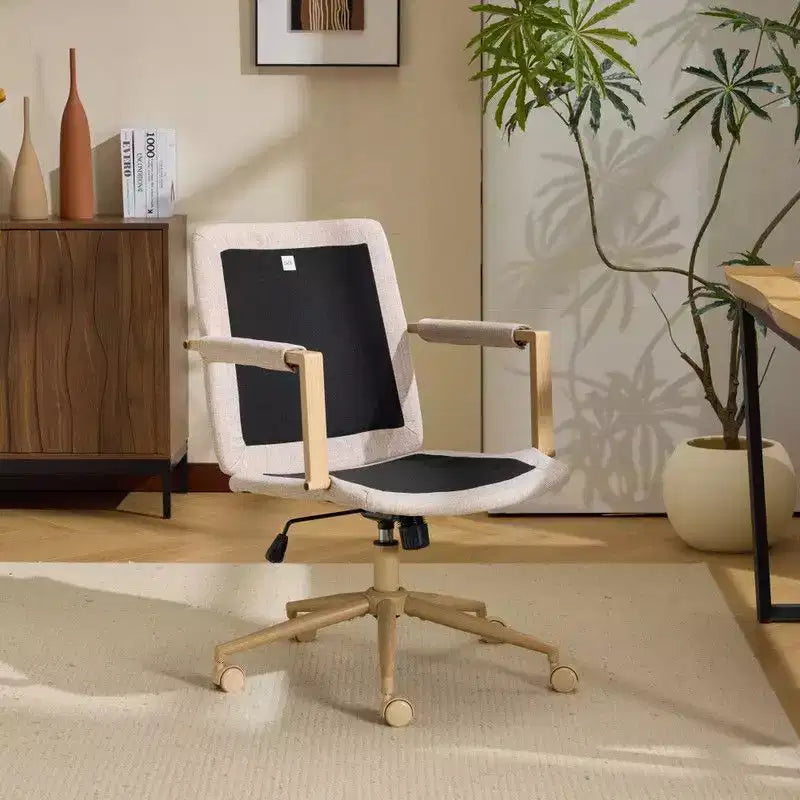 Karl Home Modern Upholstered Armchair Ergonomic Home Office Chair with Adjustable Height 360 Swivel Rolling Wheels Accent Vanity Chair