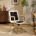 Karl Home Modern Upholstered Armchair Ergonomic Home Office Chair with Adjustable Height 360 Swivel Rolling Wheels Accent Vanity Chair