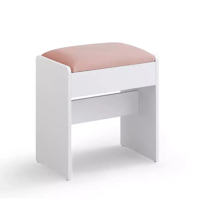 VASAGLE KAILYN Collection - Velvet Vanity Stool, Upholstered Makeup Stool, Footrest with Anti-Slip Pads, Matte White and Jelly Pink