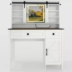 Modern Vanity Desk, 3 Drawers, Cabinet, Storage Stool, Shelves, for Home, Living Room